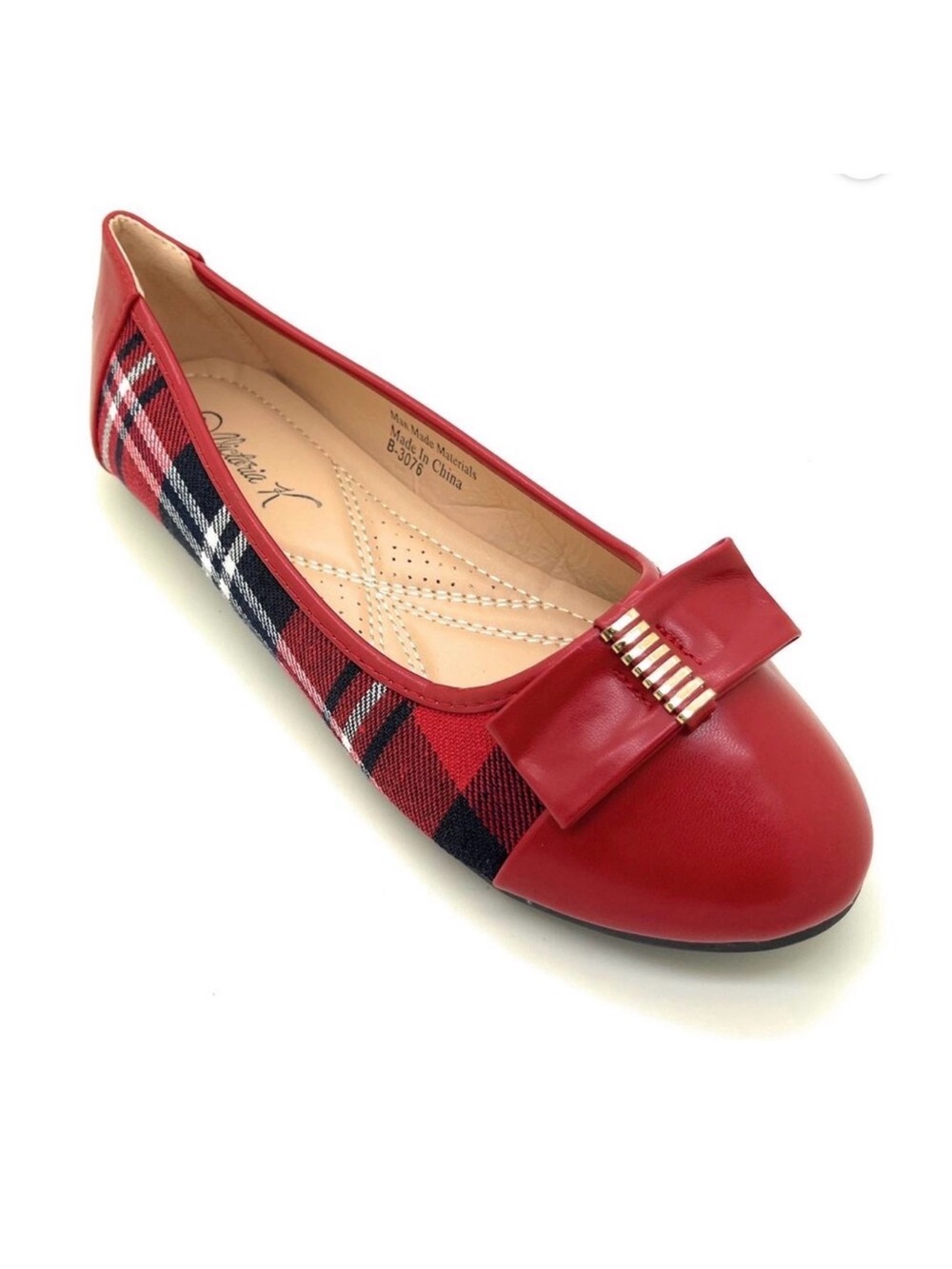 Plaid with Solid Toe Tip Ballerina Flats size 7 NEW # Box 464
